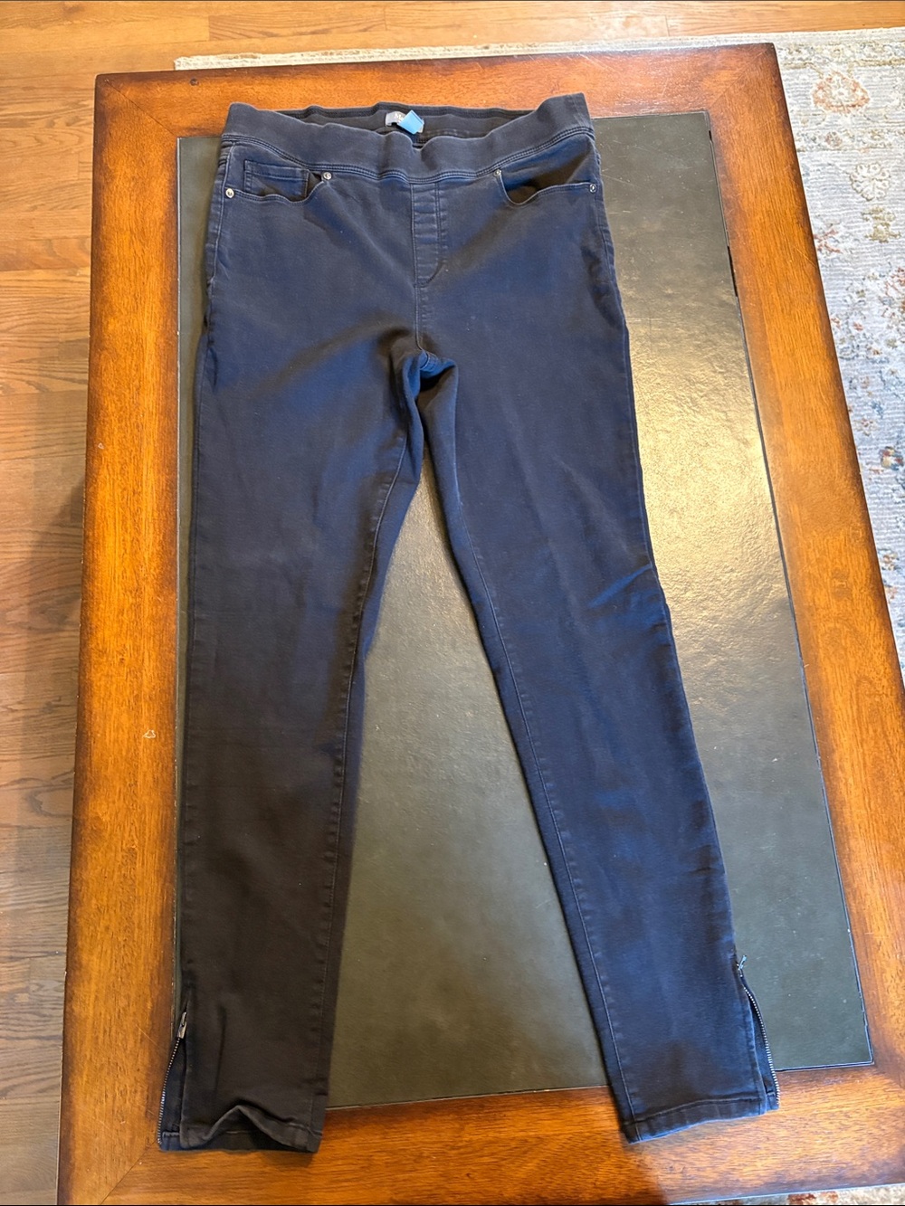 Martha Stewart Navy Stretch Jeggings with Ankle Zippers